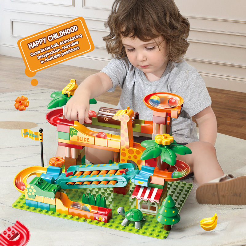 Marble Run Set - Set Balok Bangunan Kreatif Ukuran Besar,